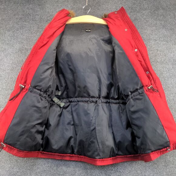 Lauren Ralph Lauren Men's Down Vegan Fur Hooded Parka Jacket Red Small - Picture 6 of 16